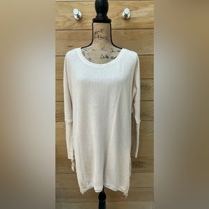 Free People Oversized Waffle Knit Tunic with Side Ties.  Size S.